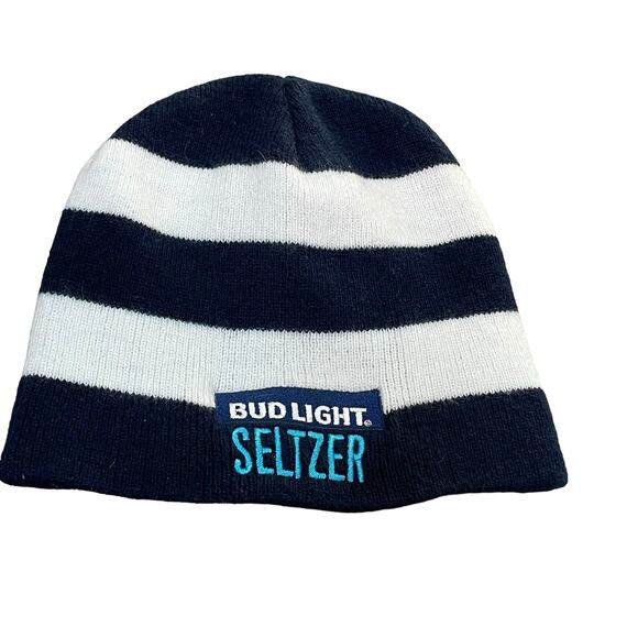 Bud Light Seltzer Mens OS Beanie Hat Cap Knit Budweiser Beer Promo Merch Stripe - Picture 3 of 9